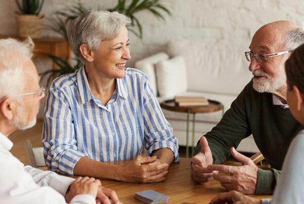 residents chat in a senior living community