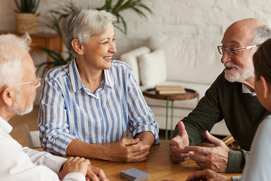 residents chat in a senior living community