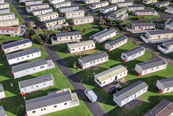 view overlooking a manufactured housing community