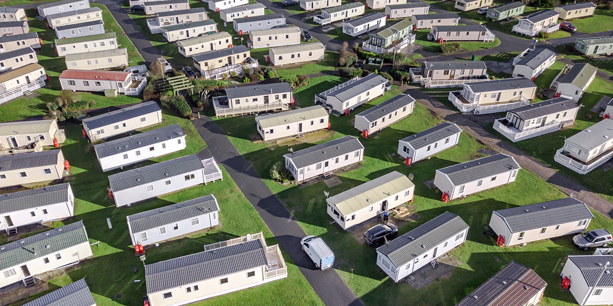 view overlooking a manufactured housing community